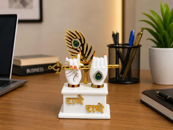 Resin_Lord_Krishna_Hands_Flute_Peacock_Feather_Idol_White_Gold