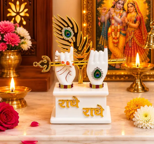 Resin_Lord_Krishna_Hands_Flute_Peacock_Feather_Idol_White_Gold