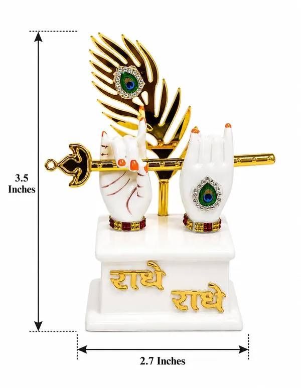Resin_Lord_Krishna_Hands_Flute_Peacock_Feather_Idol_White_Gold