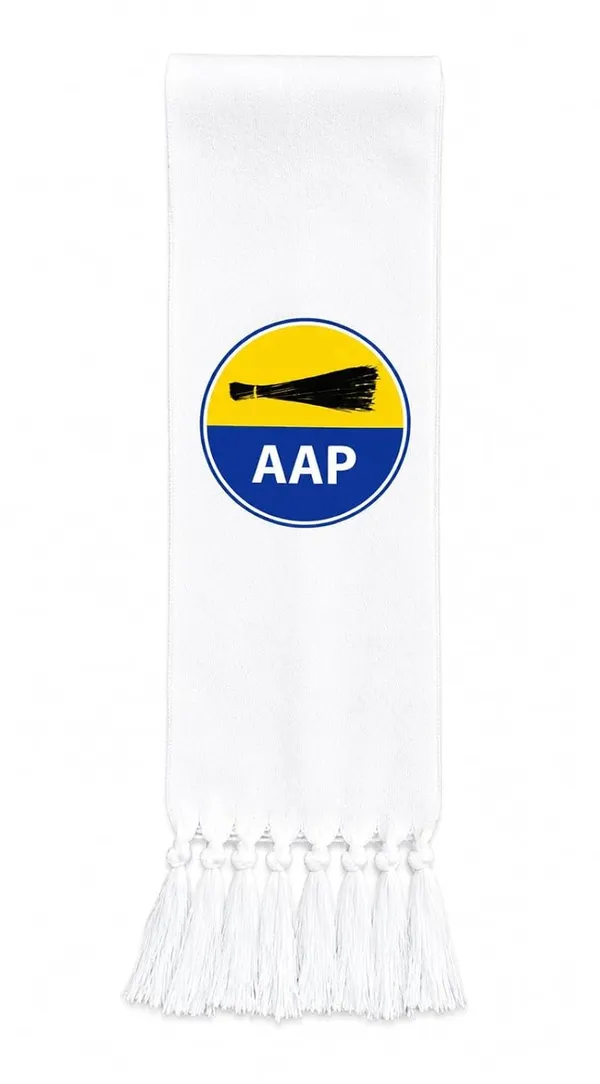 White_Cotton_Aap_Campaign_Muffler_Scarf_Broom_Symbol_Print