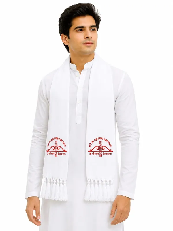 White_Cotton_Printed_Shyam_Baba_Religious_Dupatta_Patka