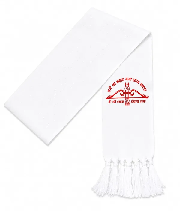 White_Cotton_Printed_Shyam_Baba_Religious_Dupatta_Patka