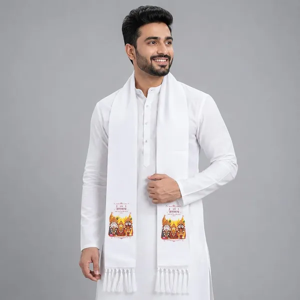 White_Cotton_Jai_Jagannath_Patka_Dupatta_Devotional_Print