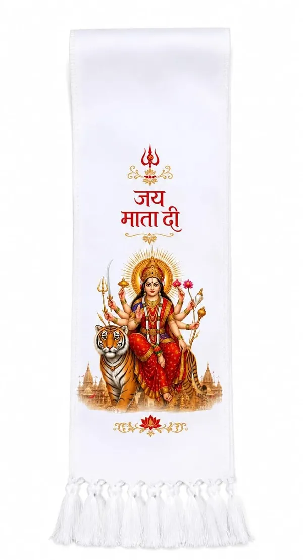 White_Cotton_Jai_Mata_Di_Goddess_Durga_Print_Religious_Patka