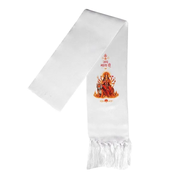 White_Cotton_Jai_Mata_Di_Goddess_Durga_Print_Religious_Patka