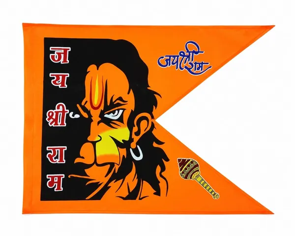 Orange_Satin_Angry_Hanuman_Jai_Shri_Ram_Religious_Flag