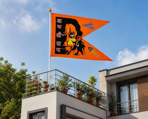 Orange_Satin_Angry_Hanuman_Jai_Shri_Ram_Religious_Flag