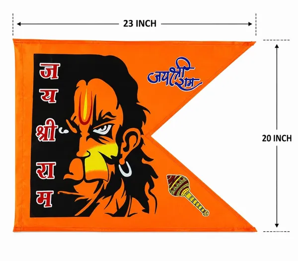 Orange_Satin_Angry_Hanuman_Jai_Shri_Ram_Religious_Flag