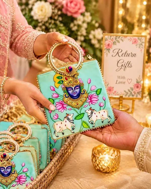Mint_Green_Satin_Pichwai_Print_Festive_Handbag_For_Women