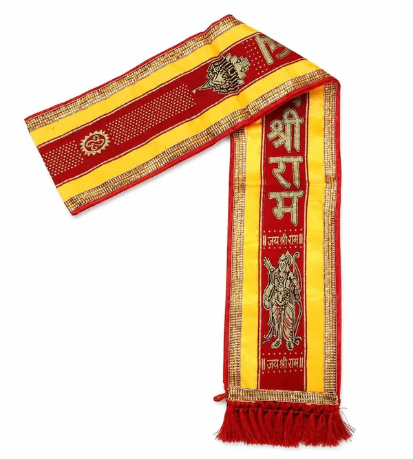 Red_Yellow_Cotton_Jai_Shri_Ram_Zari_Embroidered_Jagran_Patka