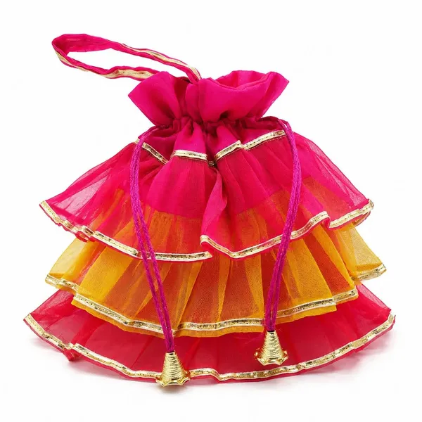 Multicolour_Satin_Ruffle_Gota_Lace_Drawstring_Potli_Bag_For_Women