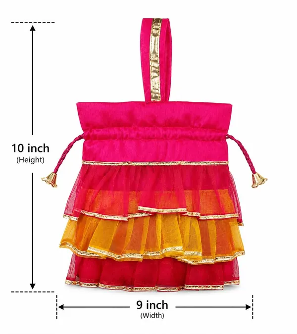 Multicolour_Satin_Ruffle_Gota_Lace_Drawstring_Potli_Bag_For_Women
