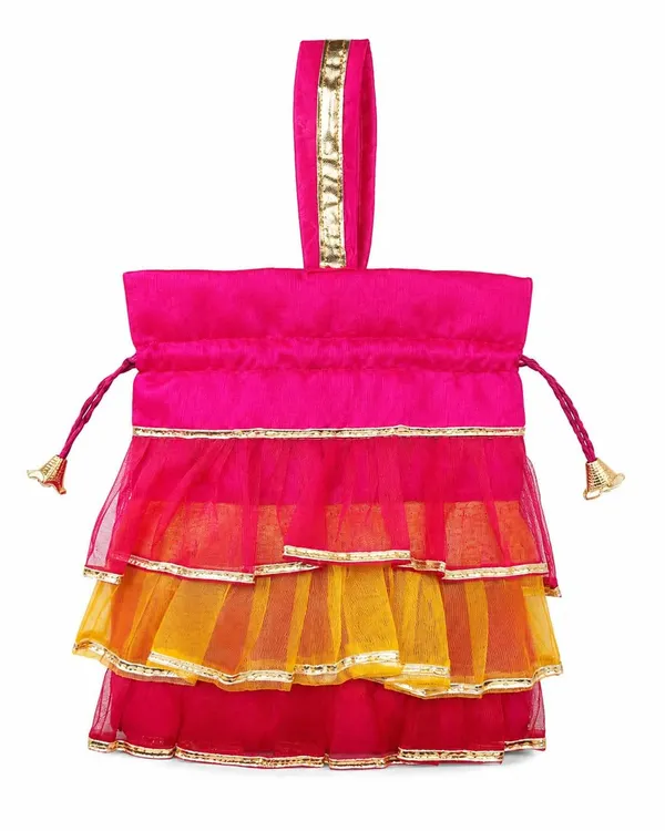 Multicolour_Satin_Ruffle_Gota_Lace_Drawstring_Potli_Bag_For_Women