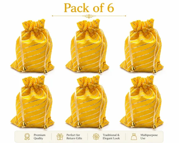 Yellow_Satin_Striped_Drawstring_Festive_Potli_Gift_Bag_Pack_Of_6