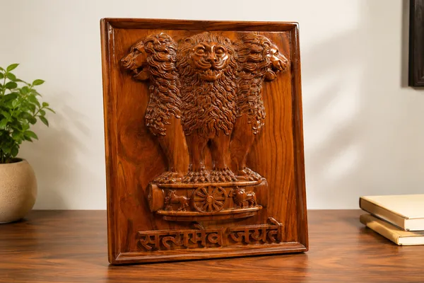 Ashoka_Stambh_Brown_Teakwood_Carved_Wall_Relief_Panel