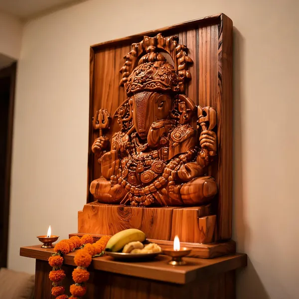 Dagduseth_Ganpati_Teakwood_Hand-Carved_Wall_Relief_Panel_Brown