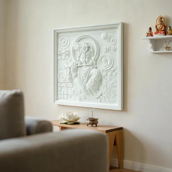 Flute_Krishna_White_Board_Carved_Wall_Relief_Panel