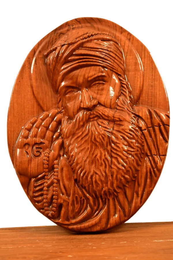 Guru_Nanak_Dev_Ji_Teakwood_Hand-Carved_Wall_Relief_Panel_Brown