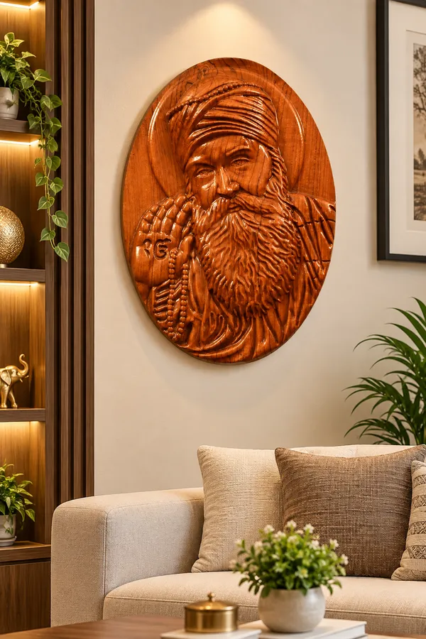 Guru_Nanak_Dev_Ji_Teakwood_Hand-Carved_Wall_Relief_Panel_Brown