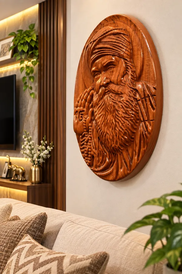 Guru_Nanak_Dev_Ji_Teakwood_Hand-Carved_Wall_Relief_Panel_Brown