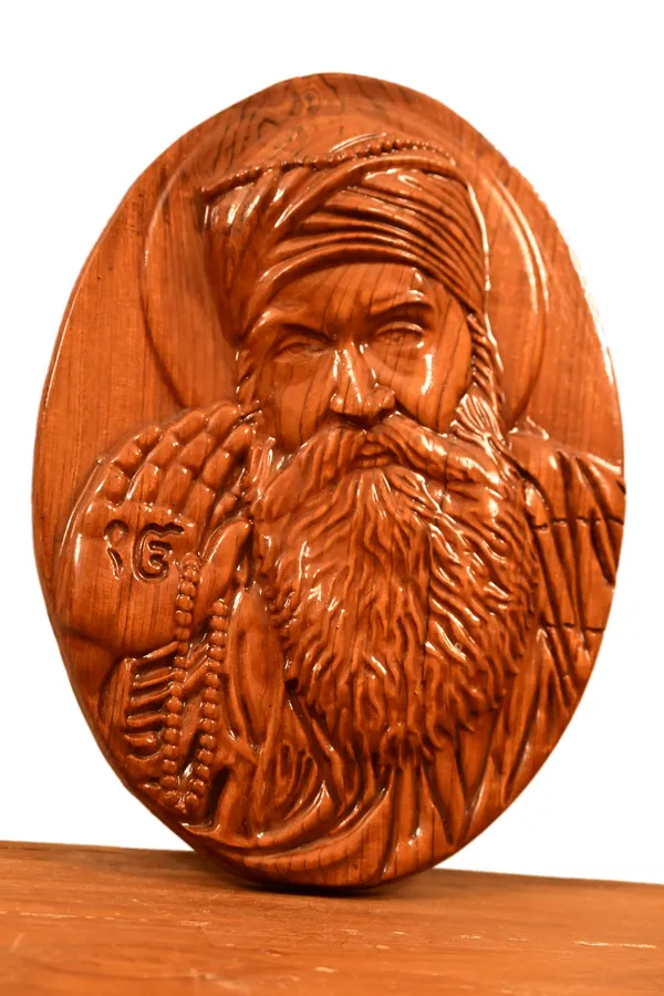 Guru_Nanak_Dev_Ji_Teakwood_Hand-Carved_Wall_Relief_Panel_Brown