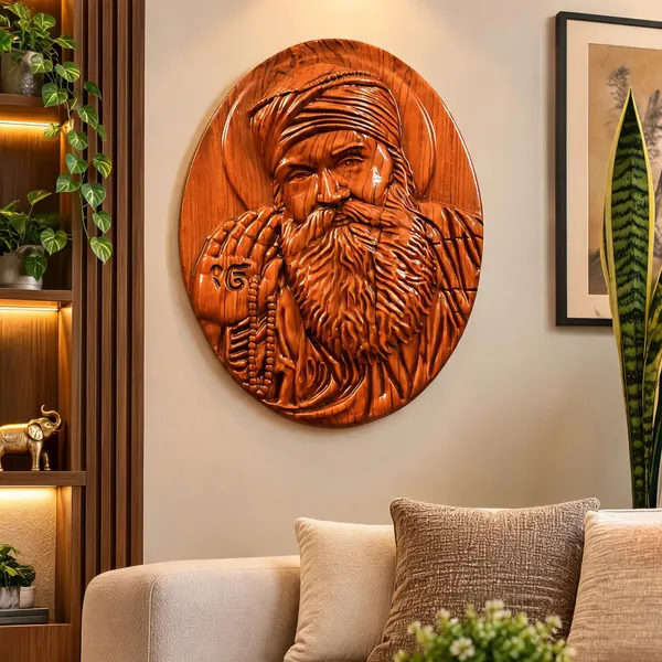 Guru_Nanak_Dev_Ji_Teakwood_Hand-Carved_Wall_Relief_Panel_Brown