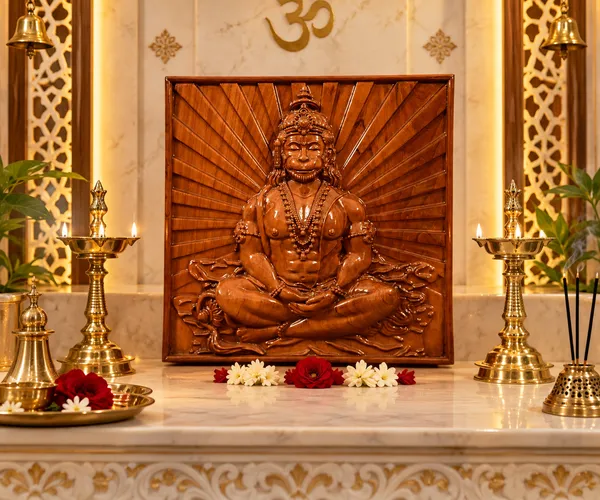 Meditation_Hanuman_Teakwood_Hand-Carved_Wall_Relief_Panel_Brown