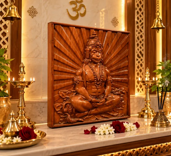 Meditation_Hanuman_Teakwood_Hand-Carved_Wall_Relief_Panel_Brown