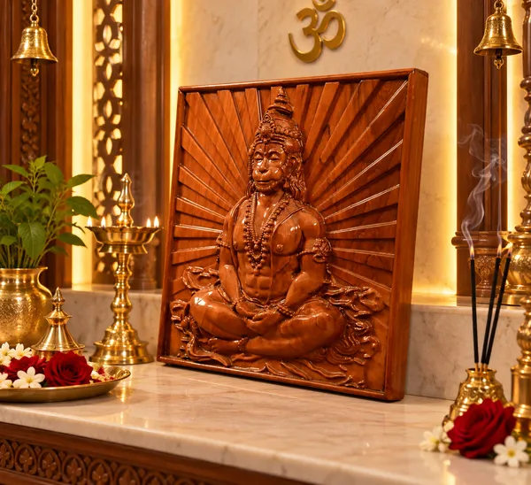 Meditation_Hanuman_Teakwood_Hand-Carved_Wall_Relief_Panel_Brown