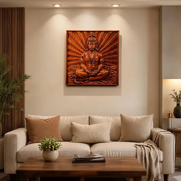Meditation_Hanuman_Teakwood_Hand-Carved_Wall_Relief_Panel_Brown