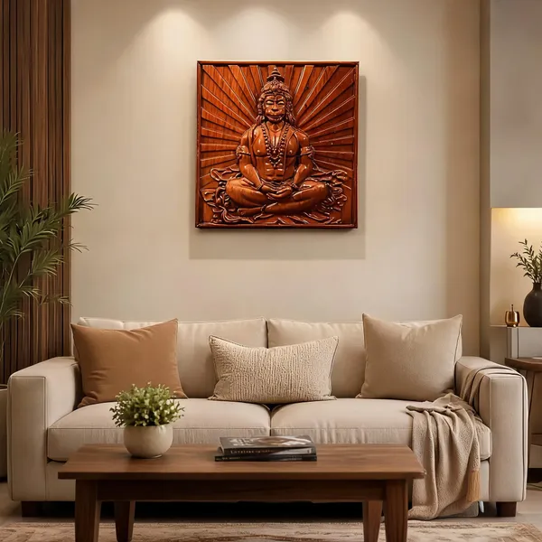 Meditation_Hanuman_Teakwood_Hand-Carved_Wall_Relief_Panel_Brown