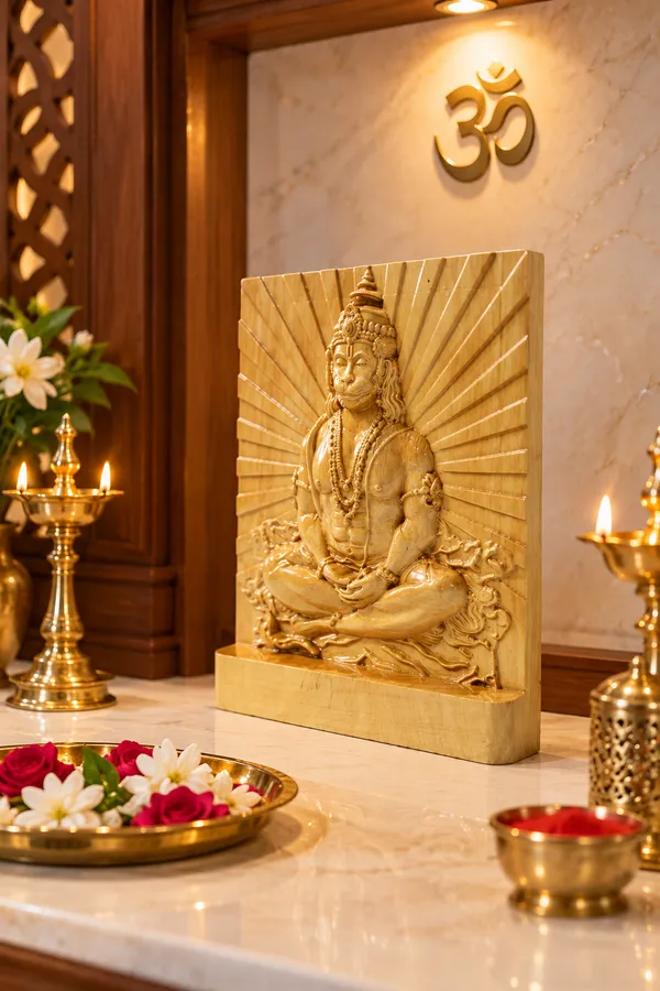 Meditation_Hanuman_Boxwood_Hand-Carved_Wall_Relief_Panel_Light_Cream