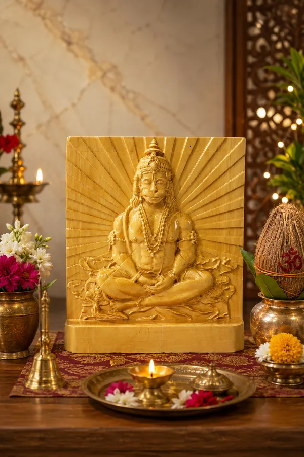 Meditation_Hanuman_Boxwood_Hand-Carved_Wall_Relief_Panel_Light_Cream