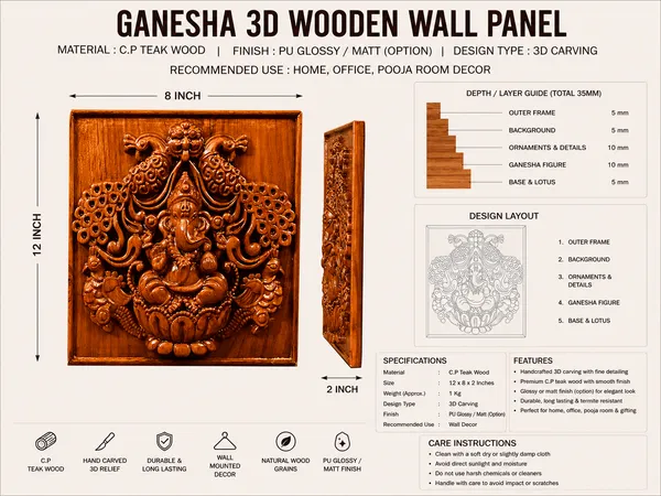 Peacock_Ganpati_Teakwood_Hand-Carved_Wall_Relief_Panel_Brown