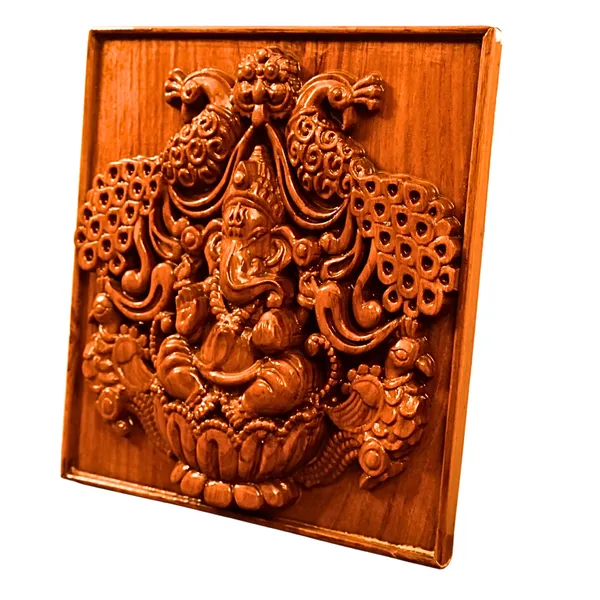 Peacock_Ganpati_Teakwood_Hand-Carved_Wall_Relief_Panel_Brown