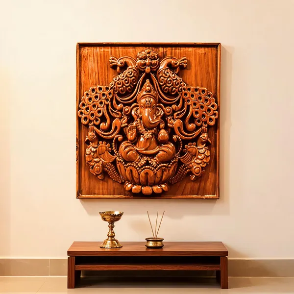 Peacock_Ganpati_Teakwood_Hand-Carved_Wall_Relief_Panel_Brown