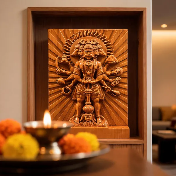 Panchmukhi_Hanuman_Boxwood_Hand-Carved_Wall_Relief_Panel_Light_Cream