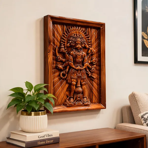 Panchmukhi_Hanuman_Teakwood_Hand-Carved_Wall_Relief_Panel_Brown