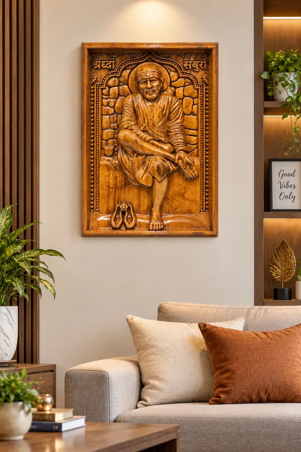 Sai_Baba_Teakwood_Hand-Carved_Wall_Relief_Panel_Brown