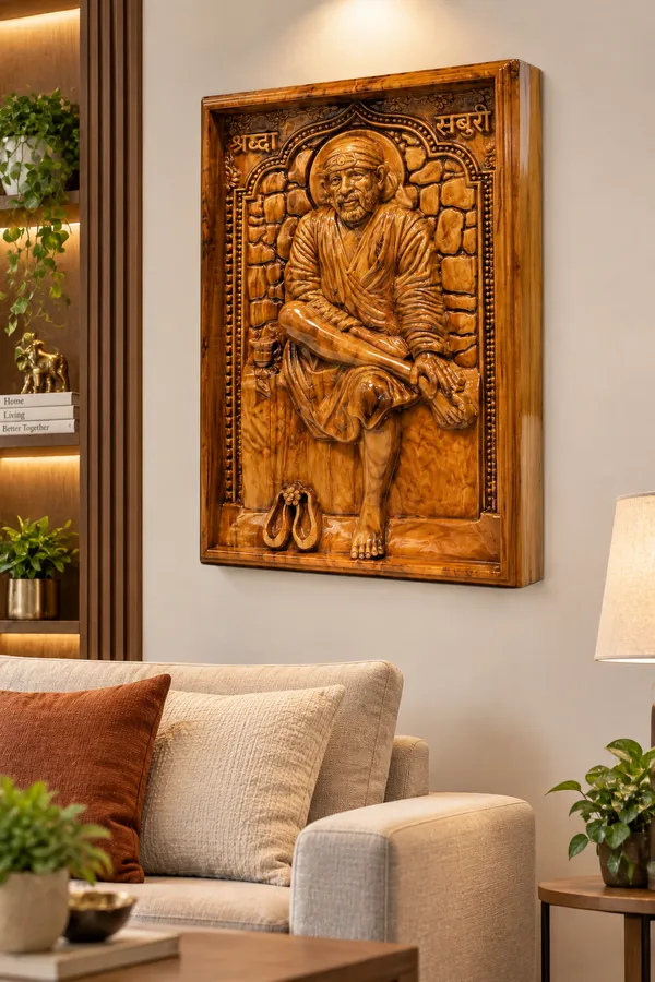 Sai_Baba_Teakwood_Hand-Carved_Wall_Relief_Panel_Brown