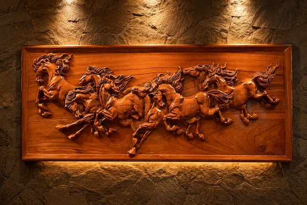 Seven_Horse_Brown_Teakwood_Carved_Wall_Relief_Panel