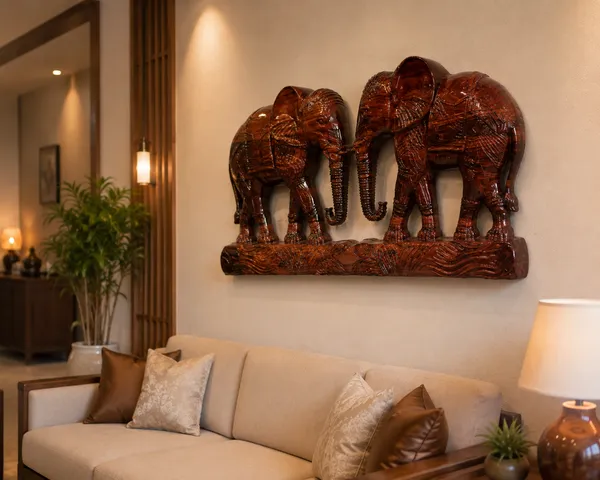 Wall_Elephant_Brown_Hardwood_Carved_Wall_Relief_Panel