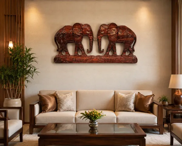 Wall_Elephant_Brown_Hardwood_Carved_Wall_Relief_Panel