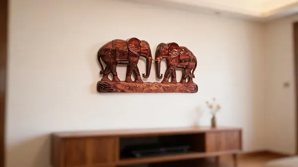 Wall_Elephant_Brown_Hardwood_Carved_Wall_Relief_Panel