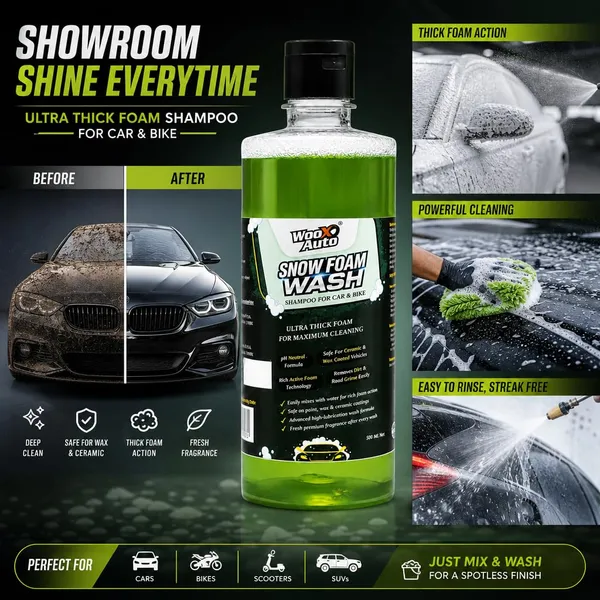 Wooxauto_Car_Wash_Combo_|_Snow_Foam_Wash_Shampoo_500ml_+_Microfiber_Cloth_30x40cm_250GSM_|_Car_Cleaning_Kit_|_pH_Balanced_Foam_Shampoo_with_Detailing_Cloth