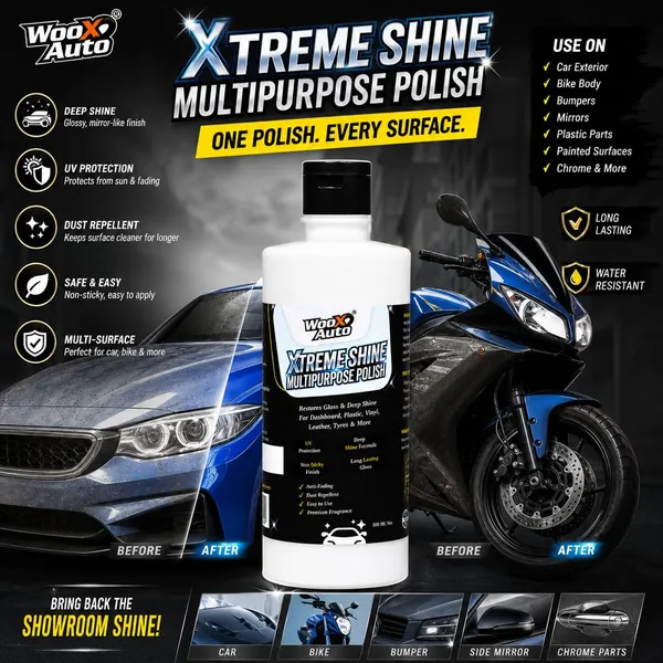 Wooxauto_Wash_&_Shine_Combo_|_Maxclean_Car_&_Bike_Shampoo_500ml_+_Xtreme_Shine_Multipurpose_Polish_500ml_|_Car_Cleaning_&_Polishing_Kit