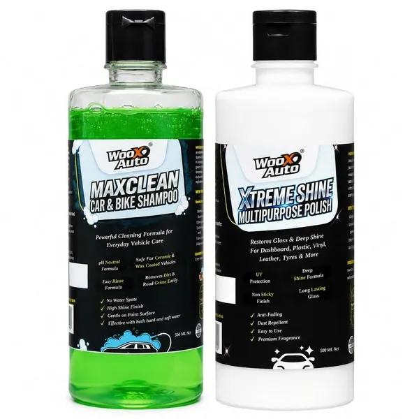 Wooxauto_Wash_&_Shine_Combo_|_Maxclean_Car_&_Bike_Shampoo_500ml_+_Xtreme_Shine_Multipurpose_Polish_500ml_|_Car_Cleaning_&_Polishing_Kit