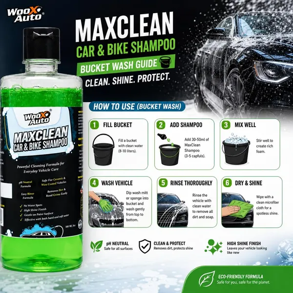 Wooxauto_Wash_&_Shine_Combo_|_Maxclean_Car_&_Bike_Shampoo_500ml_+_Xtreme_Shine_Multipurpose_Polish_500ml_|_Car_Cleaning_&_Polishing_Kit