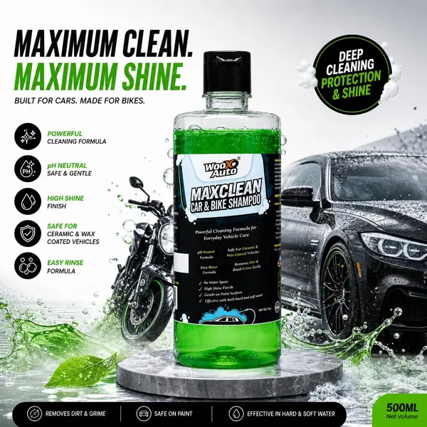 Wooxauto_Twin_Shampoo_Combo_|_Snow_Foam_Wash_Shampoo_500ml_+_Maxclean_Car_&_Bike_Shampoo_500ml_|_Car_Wash_Shampoo_Value_Pack_|_1_Litre_Total