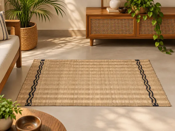 Handcrafted_Natural_Madurkathi_Floor_Mat_With_Indigo_Border,_Chatai_Mat_For_Home,_Natural_Fiber_Rugs,_Living_Room_Carpet_Comfy_Bedroom_Home_Decorate_Floor_Kids_Playing_Mat,_4X2Ft_(Set_Of_1)